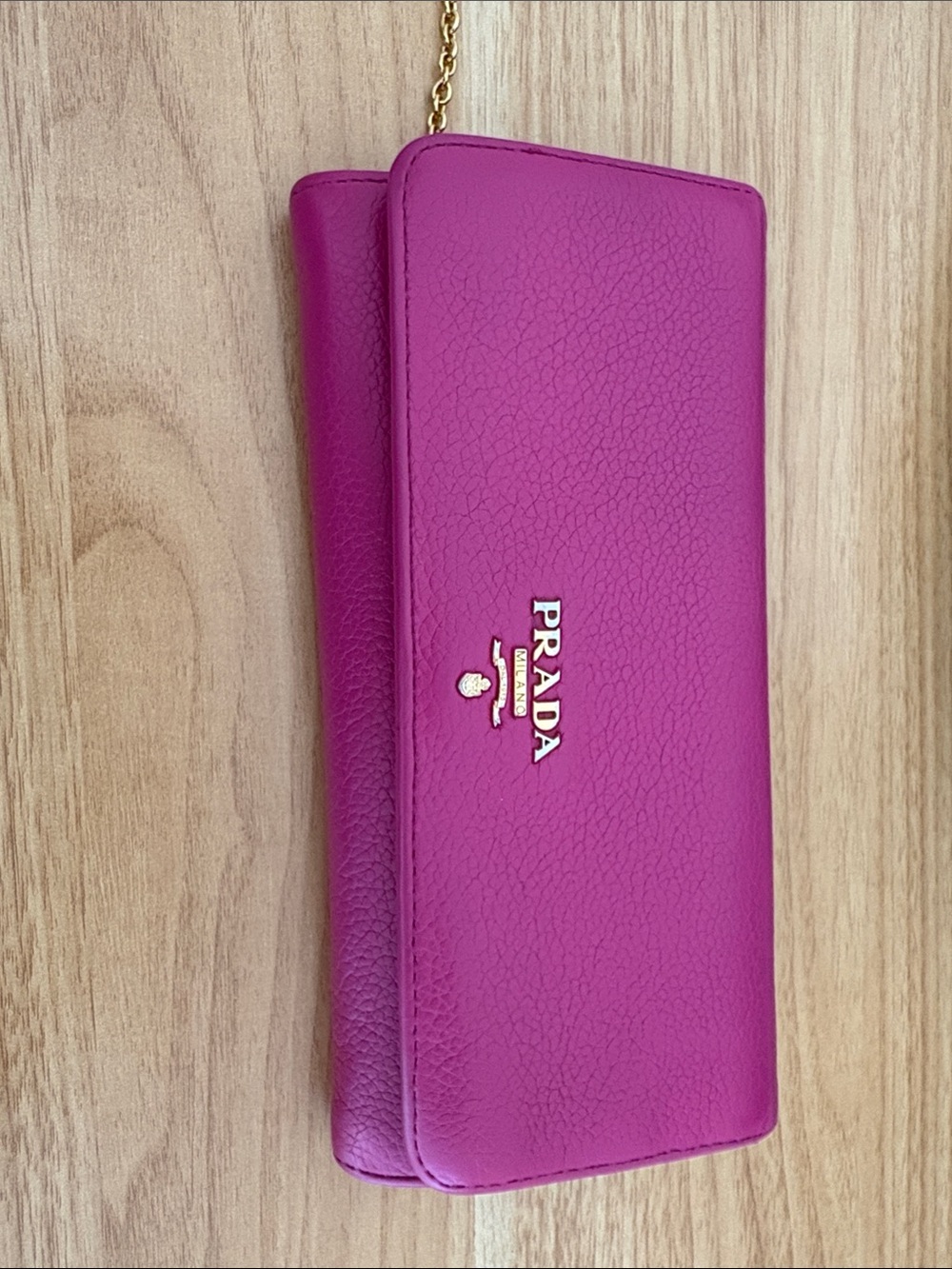 Prada continental leather wallet in pink